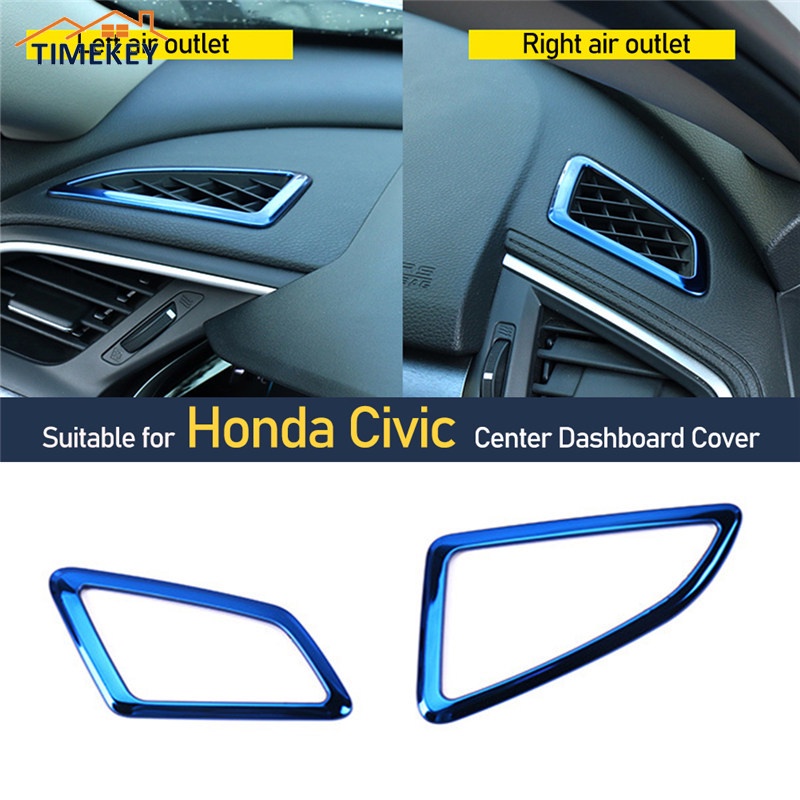 TK 2Pcs Car Center Console Air Vent Outlet Frame Styling Stickers For Honda Civic 2016-2020 10th