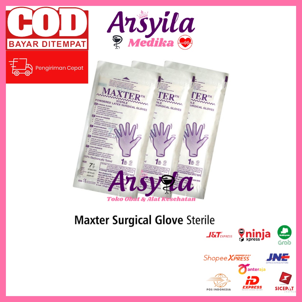Sarung Tangan Sterile Onemed Latex Surgical Obgyn Handscoon Gloves Steril Maxter Pre Powder