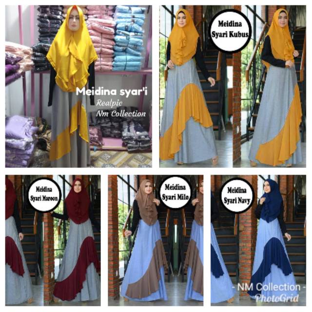 Meida syari baju gamis syati busui sleting bahan misbie fit XL