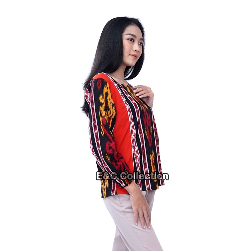 Atasan Batik Wanita Motif Tenun Unique - Blouse Batik Wanita - S-M-L-XL-XXL-3L-4L-5L-4