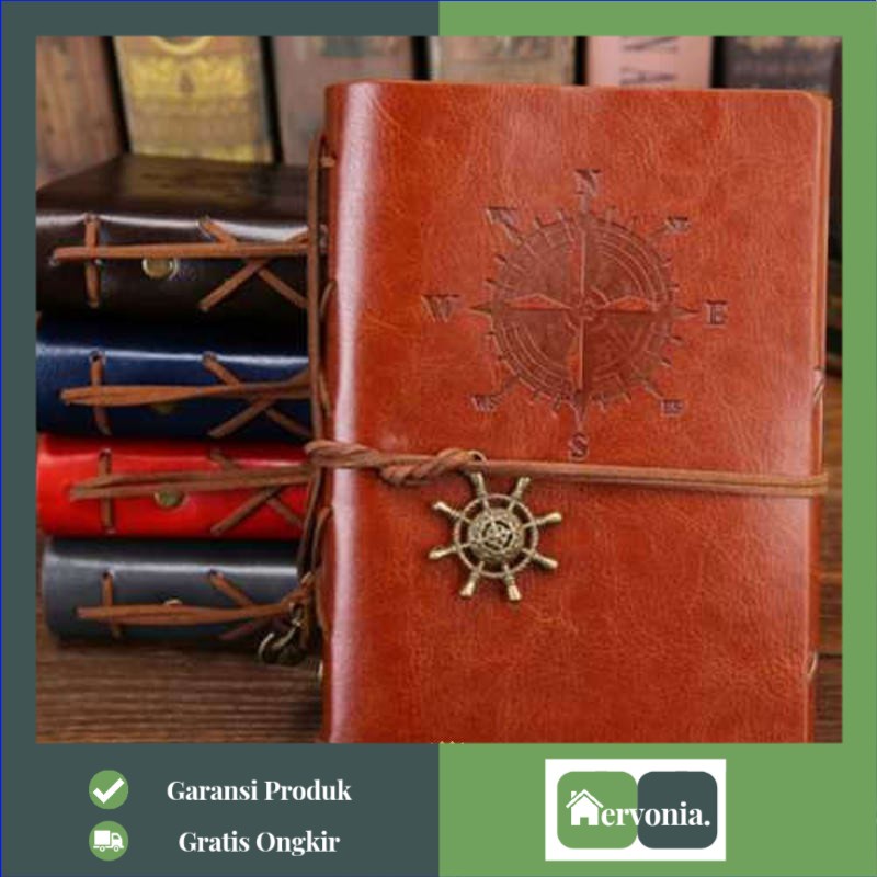 

Binder Aesthetic Buku Catatan Binder Kulit Retro Compass Kertas A5 - Notes Buku Catatan