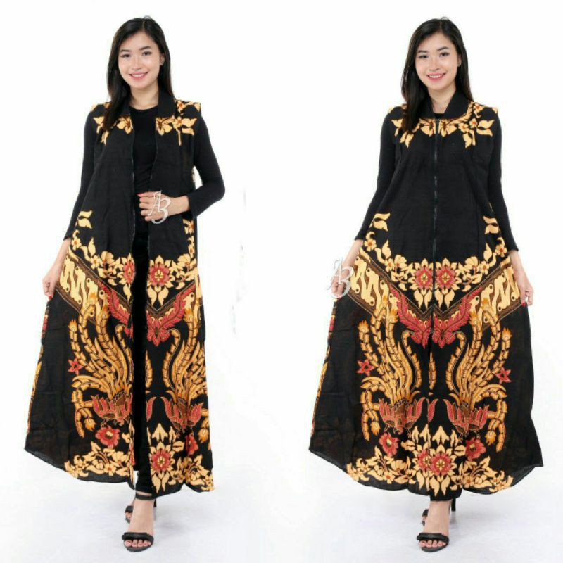 Best Seller LONG CARDI BATIK MOTIF ULIR COKLAT BATIK WANITA SERAGAM BOS-No. 3