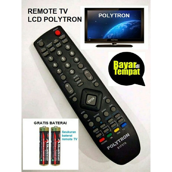 Remote TV LCD POLYTRON Asli Remot 100% Gratis Baterai Remot Hitam - Remot TV LCD
