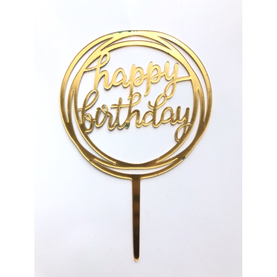 Topper Acrylic HBD Bulat /Hiasan Kue /Cake Topper