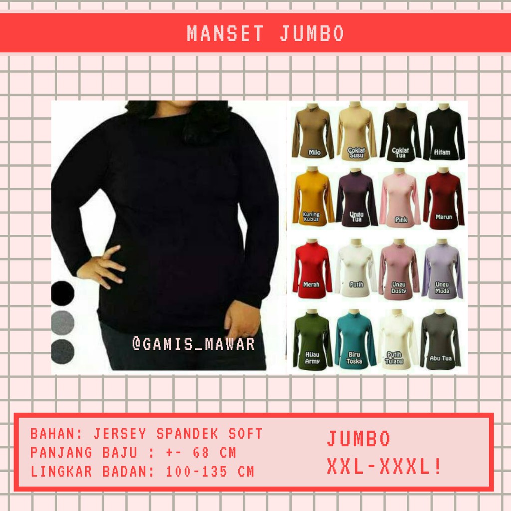 TERMURAH Manset Jumbo Oneck Oblong  XXL TO XXXL / Atasan Baju Dalaman Wanita