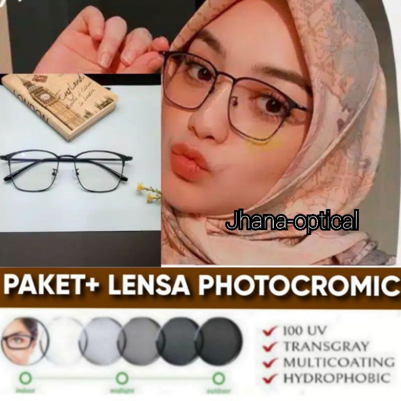 Paket Frame + Lensa Photocromic | Kacamata Minus | Kacamata Anti Radiasi