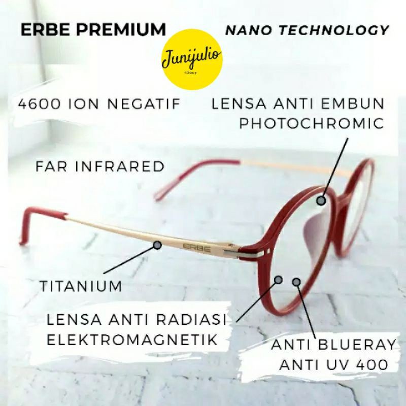 [PREMIUM] Kacamata Ion Nano Erbe Premium Bulat Anti Fog Triple Anti Radiasi Blue Ray Photochromic