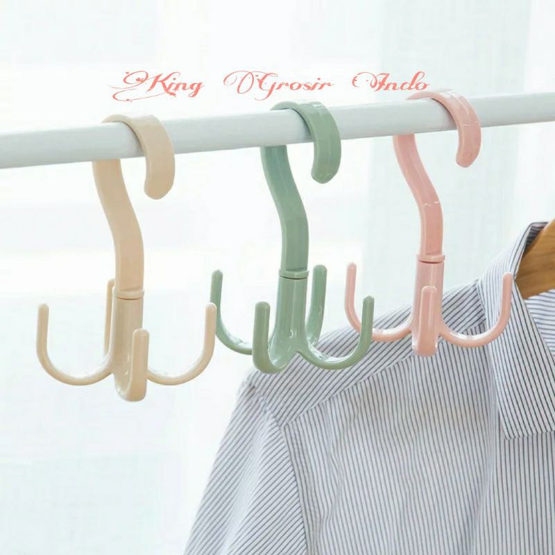 Hanger Serbaguna Dengan 4 Kail / Rotating Hanger 360 Degree