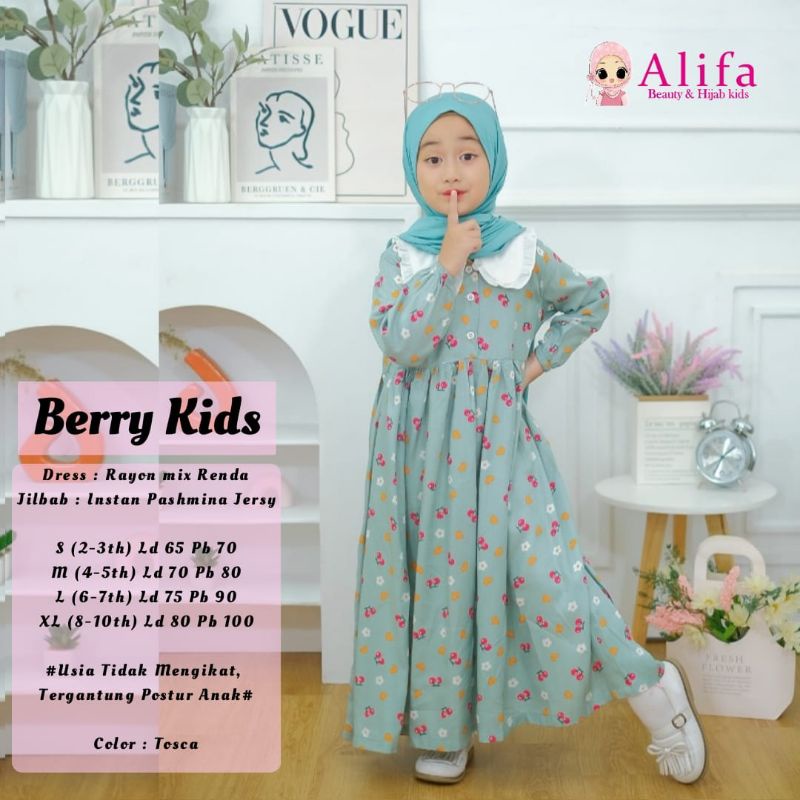 BERRY KIDS DRESS FREE HIJAB BY ALIFA