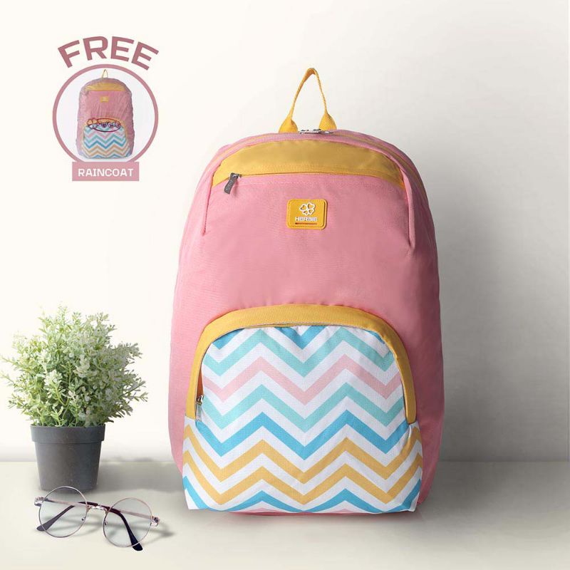 HERBIE Tas Backpack Wanita Terbaru Pink | Tas Ransel Cantik | Tas Sekolah Kuliah Cewek | Tas Kerja Kantor Travelling | Tas Gendong Premiun Original