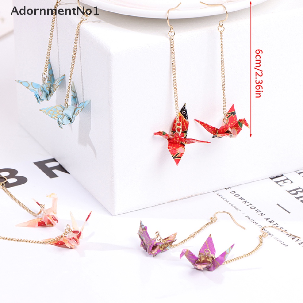 (AdornmentNo1) Anting Tusuk Gantung Desain Origami Burung Bangau Mini Untuk Wanita