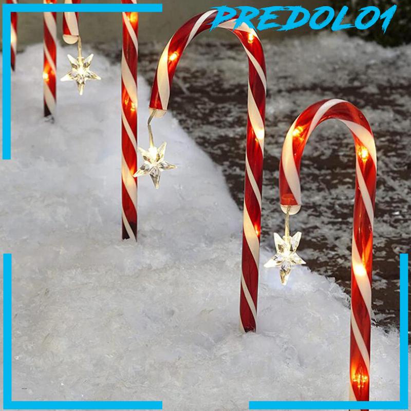 [PREDOLO1] 8Pcs Candy Cane Lights Portable Solar Christmas LED Lamp for Garden Yard