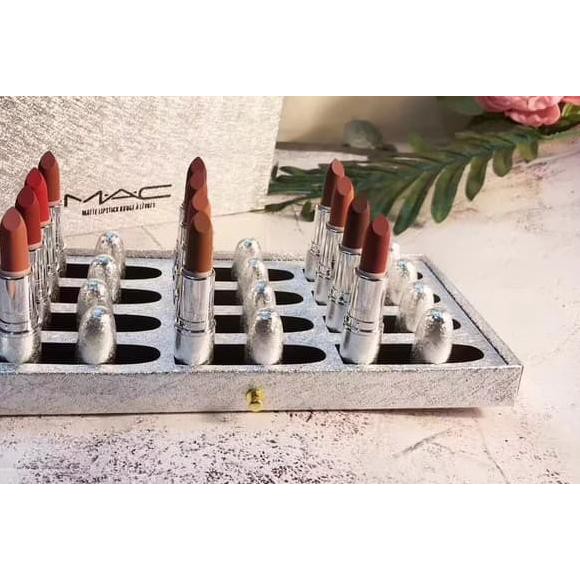 Mac Lipstick Set isi 12 Limited Box Silver