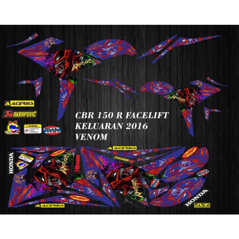 stiker striping decal variasi honda CBR 150 R facelift keluaran 2016 venom
