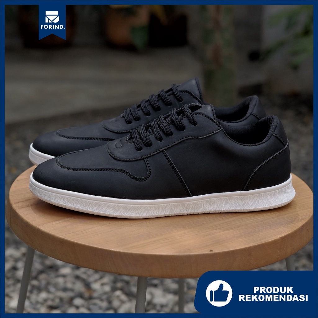 Parker Black | Sneakers Sepatu Hitam Casual Kasual Polos Ori Pria Cowok Footwear | Oxwalker FORIND