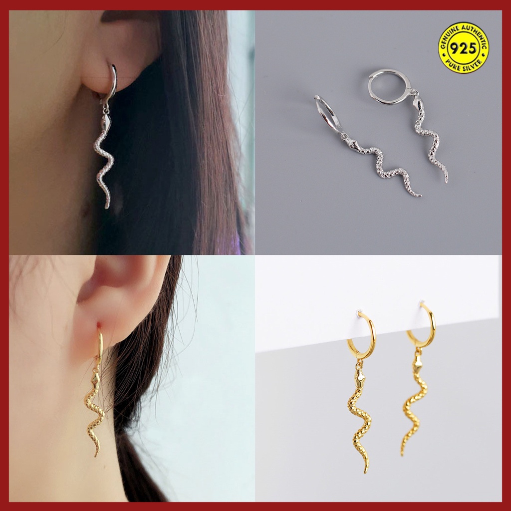 Anting Gantung Panjang Lapis Emas 18k Sterling Silver 925 Elegan Untuk Wanita