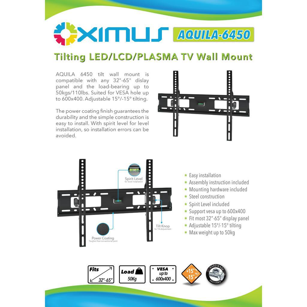 Bracket TV Led Lcd Monitor 32&quot;-65&quot; Oximus Aquila 6450 Wall Mount Tilt