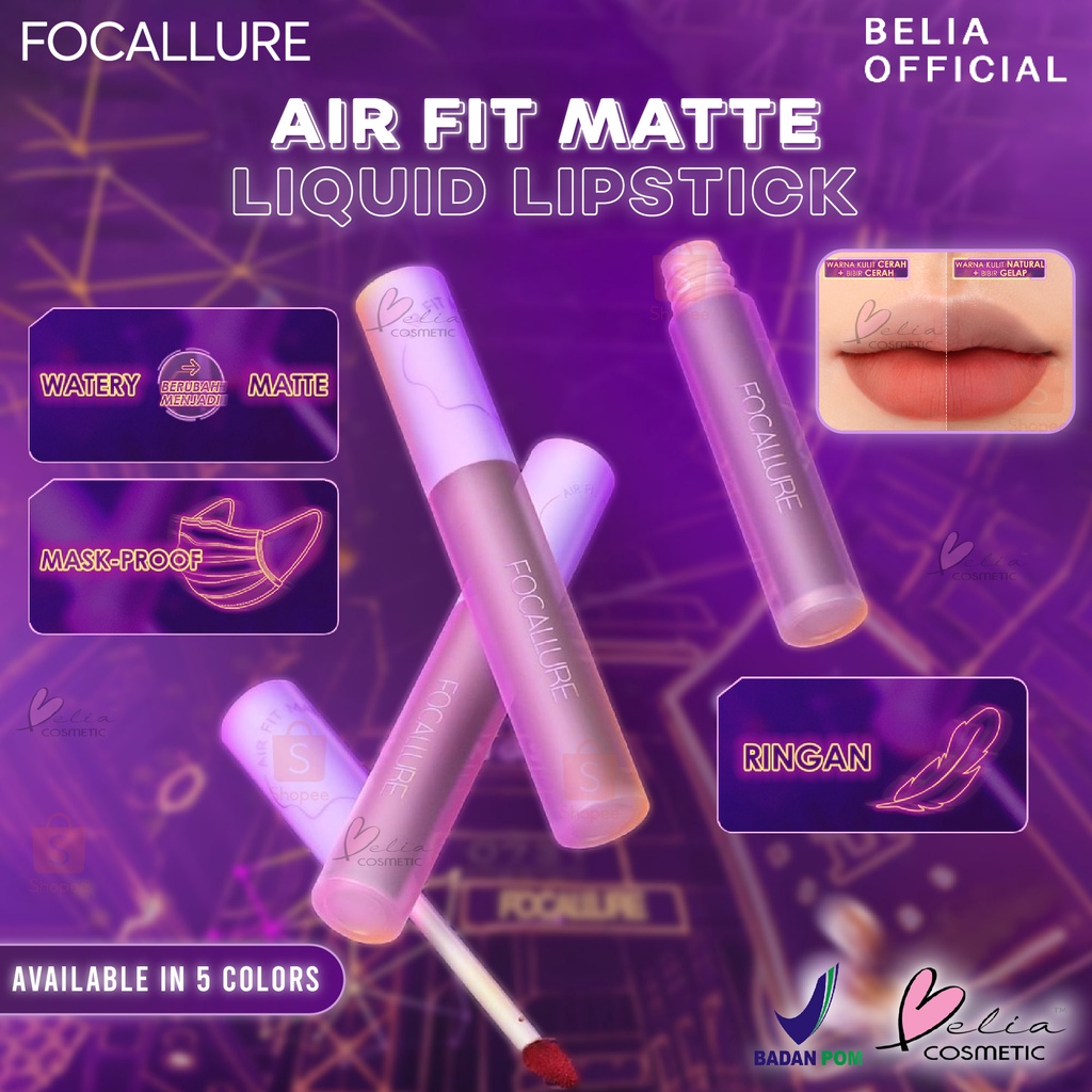 ❤ BELIA ❤ FOCALLURE Air Fit Matte Liquid Lipstick FA417 | Matte Lip Tint Super Long-Lasting Lipstick | BPOM