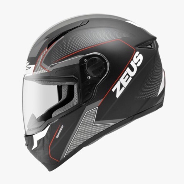 ZEUS 811 matt black doff red hitam dop helm fullface M L XL nolan agv