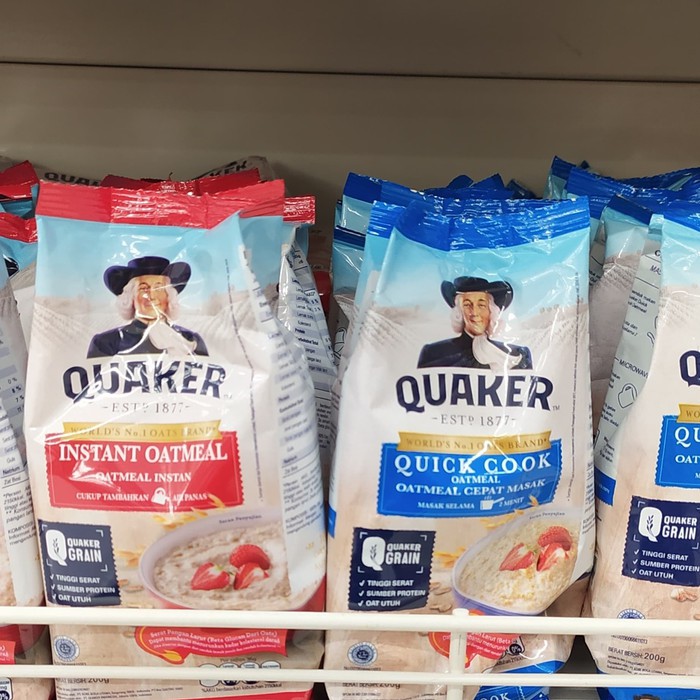 

Quaker 2 Varian Instant Oatmeal Merah - Quick Cook Biru 200gr