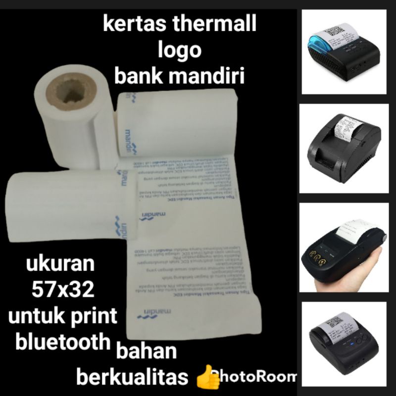 

kertas thermall logo bank mandiri 57x32 untuk mesin print bluetooth