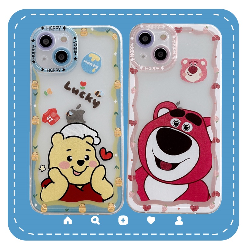 Case Motif Kartun Beruang Dan Winnie the Pooh Untuk iPhone 11 12 13 Pro MAX X XR XS MAX 7 8 Plus