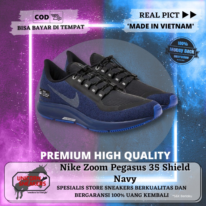 Sepatu Running Nike Air Zoom Pegasus 35 Shield Navy Premium Original