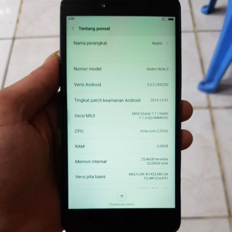 HP SECOND/BEKAS REDMI NOTE 2,,RAM 2GB,,INTERNAL 32GB(MINUS)BACA DESKRIPSI
