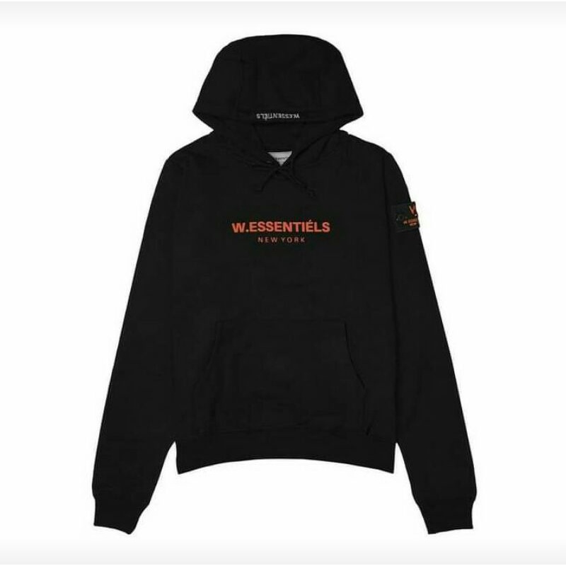 W.Essentiels Black Hoodie Sweater Logo Red