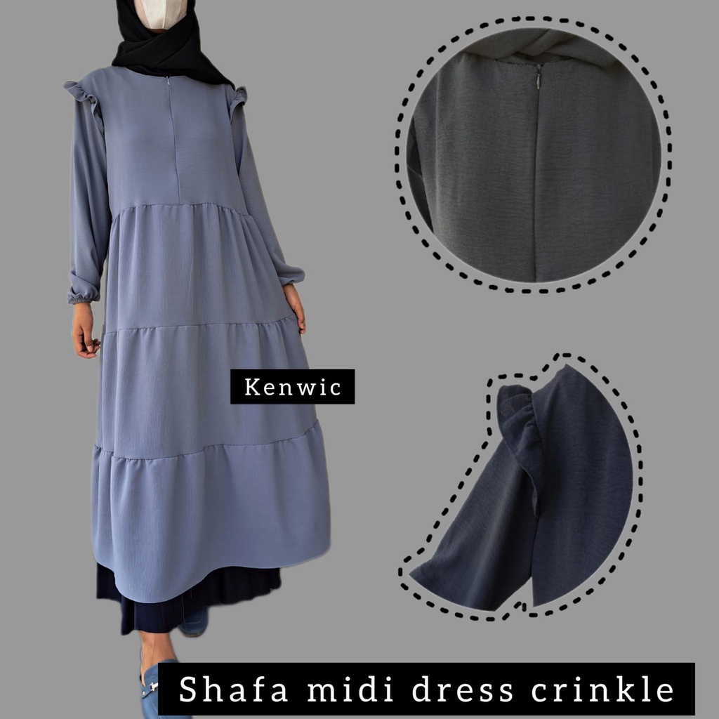 Midi dress crinkle// midi dress crinkle kekinian// midi dress crinkle terbaru// shafa midi dress cri