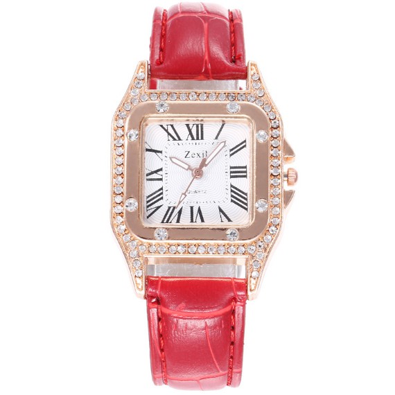 [ZEXIL] COD Jam Tangan Quartz Wanita Tail PU Murah Fashion Diamonds