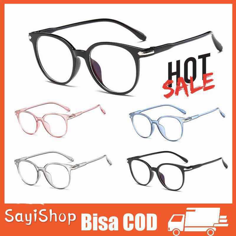 【Bayar Di Tempat】 Kacamata Wanita Pria Frame Ringan Sunglasses Anti Radiasi Lensa Transparan