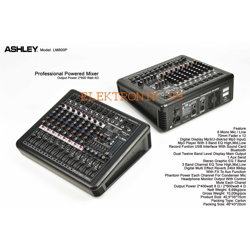 POWER MIXER ASHLEY LM 800P/ ASHLEY LM800P