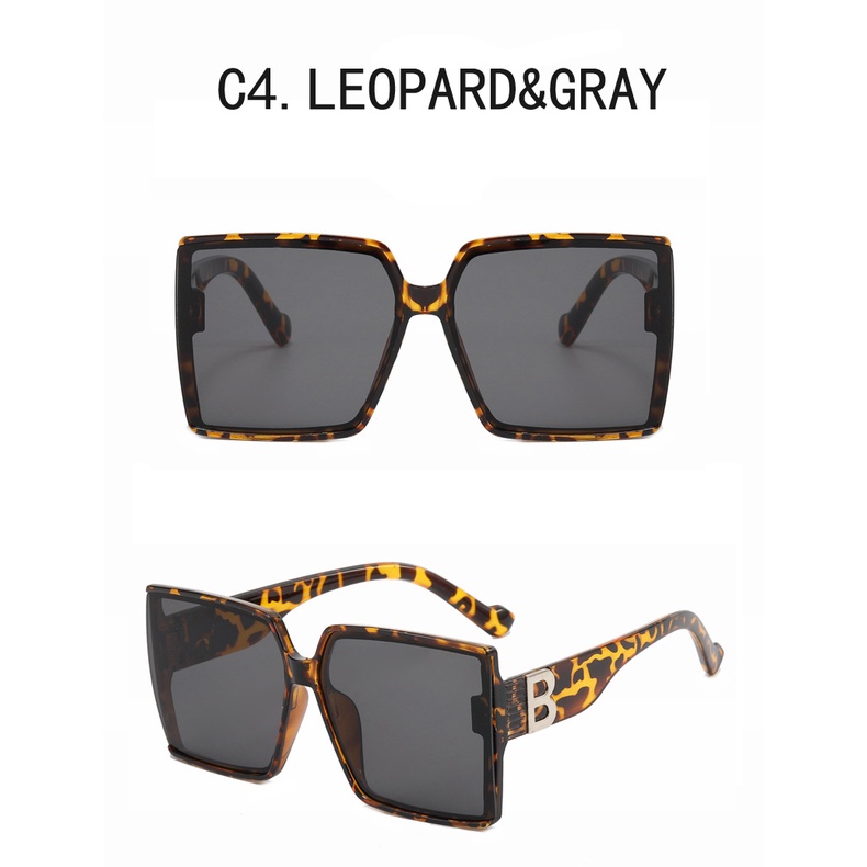 Kacamata Hitam Wanita Model Retro Kotak Frame Besar Motif LOGO B