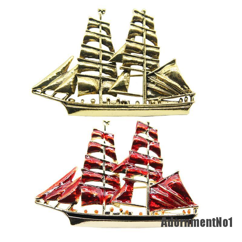 (Adornmentno1) Bros Pin Enamel Desain Perahu Hias Kristal Gaya Vintage