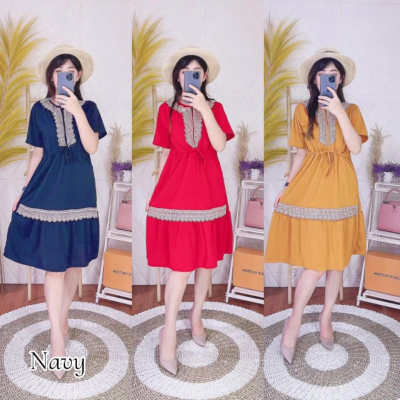 DRESS ARAB RENDA BUSUI VOXY PREMIUM REMPEL RENDA SERUT PINGGANG / DRESS ARAB RENDA REMPEL