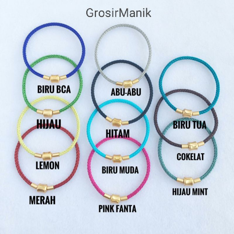 Gelang Tali Kawat Anti Air Pengait Gold Pria Dan Wanita Bracelet Charm LIontin Emas Hongkong Premium