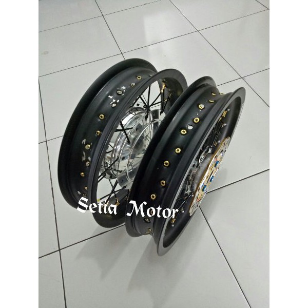 Velg Sepaket Ring 14 Tapak Lebar Bonus Rakit Motor Beat, Scopy, Beat Injeksi, Spacy Dll/Set Cakram