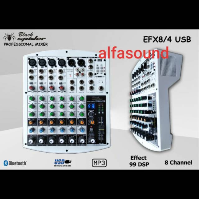 MIXER BLACKSPIDER EFX8 4 USB 8 CHANNEL MIXER AUDIO BLACKSPIDER EFX 8 4US