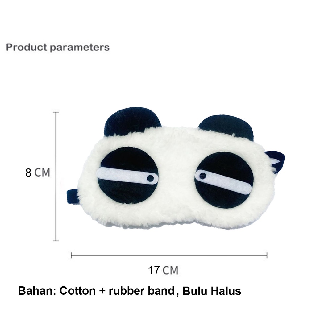 Penutup mata tidur  karakter panda lucu eye cover cute sleeping mask polos bulu lembut