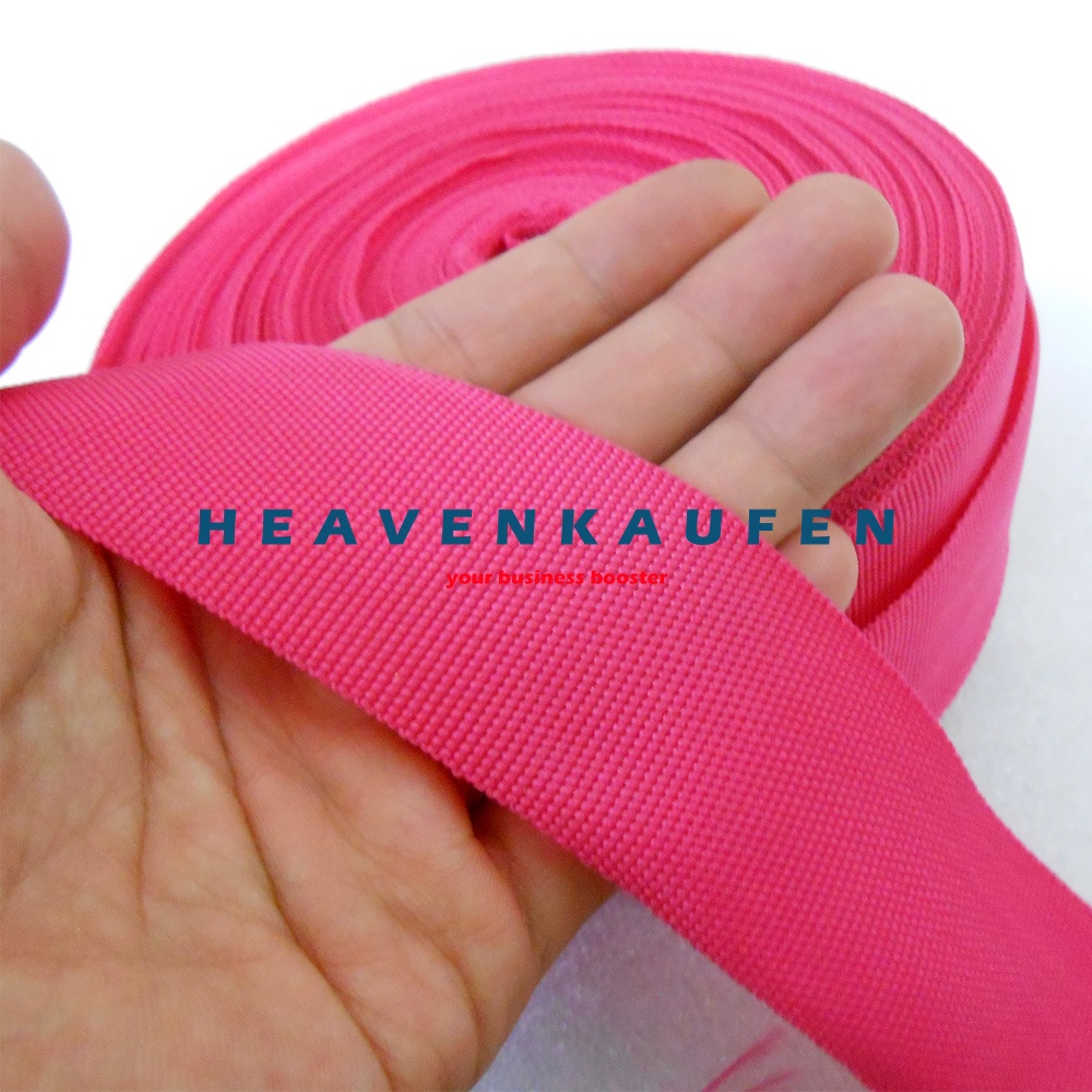 Bisban Pelipit Webbing PCR Lebar 3,8 cm Warna Pink Fanta Harga Per Rol isi 27 Meter