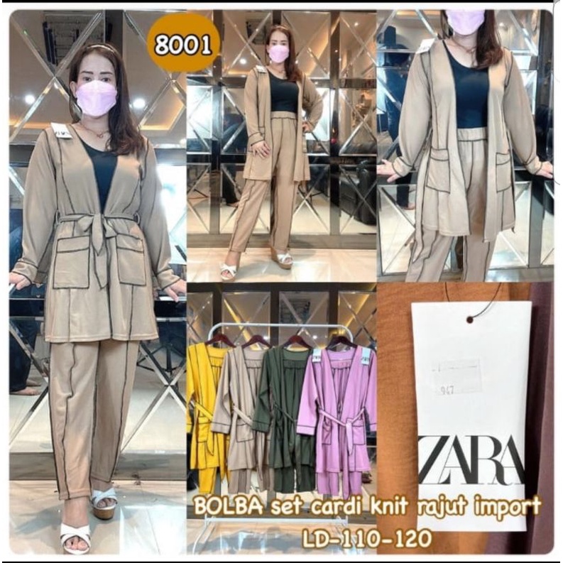 BOLBA SET CARDI KNIT RAJUT IMPORT BY ZARA