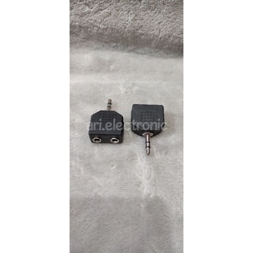 T Mini Stereo - Sambungan 2 Cover / Socket Mini St to 1 Jack Mini Stereo