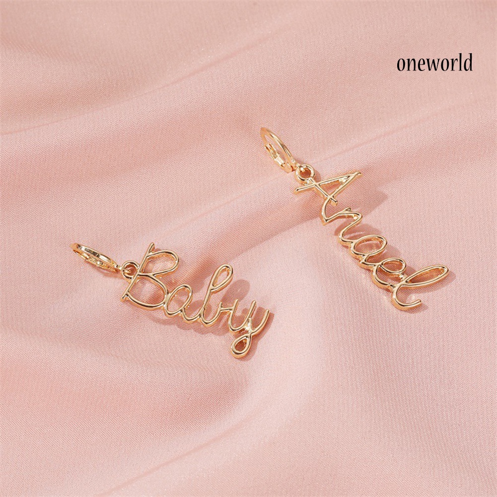 OW# Fashion Women Asymmetric Letter Angel Baby Fuck You Dangle Earrings Jewelry