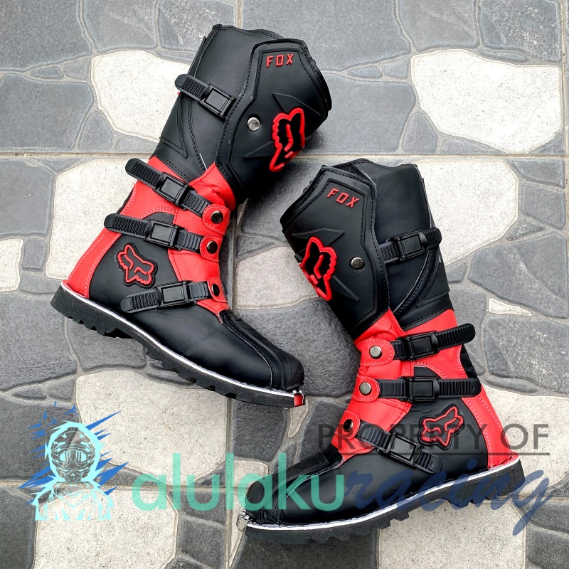 Sepatu Trail Motocross X Lokal Boots Riding SV Premium Quality with Safety Protectors - Red