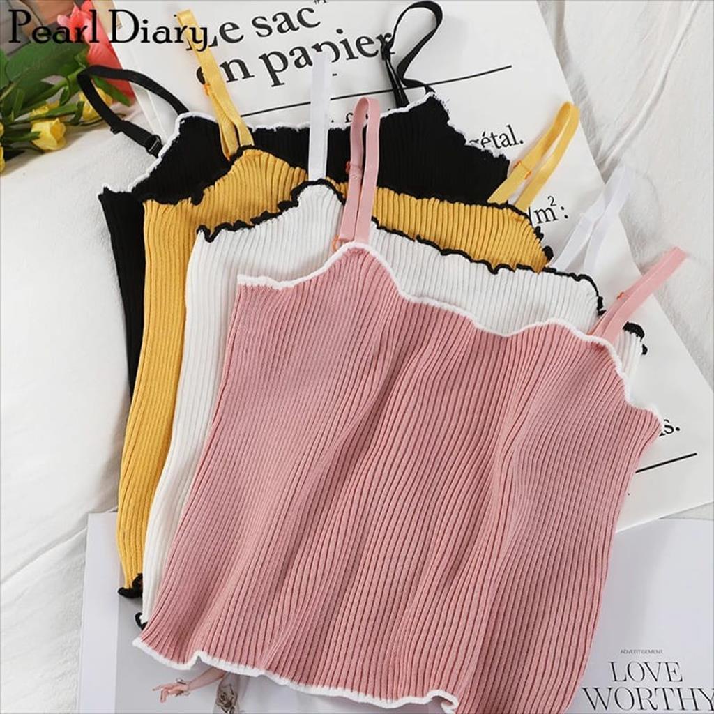 GH 861 - Tanktop List Tali Kecil  Kemben Rib Dalaman Yukensi Kutung Wanita Remaja Ribbed Tank top