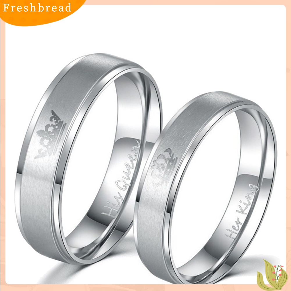 【Fresh】❀Titanium Steel His Queen Her King Crown Couple Ring Valentine's Day Jewelry Gift