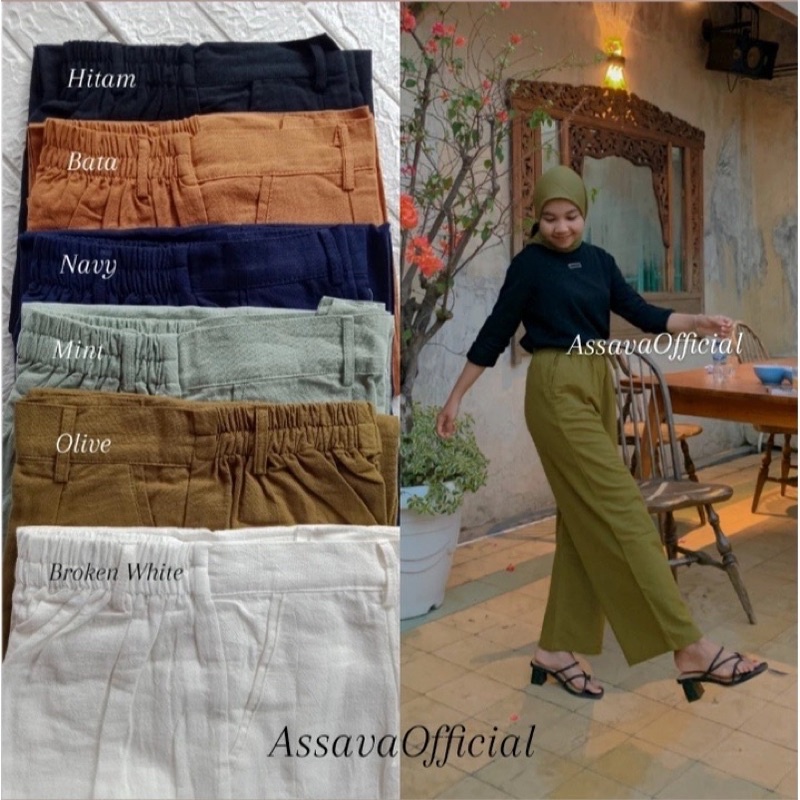 KULOT LINEN HIGHWAIST - CELANA KULOT HIGHWAIST- YUKA SLIM CULLOTE - HAIGWAIST - LINEN ANGEL PREMIUM