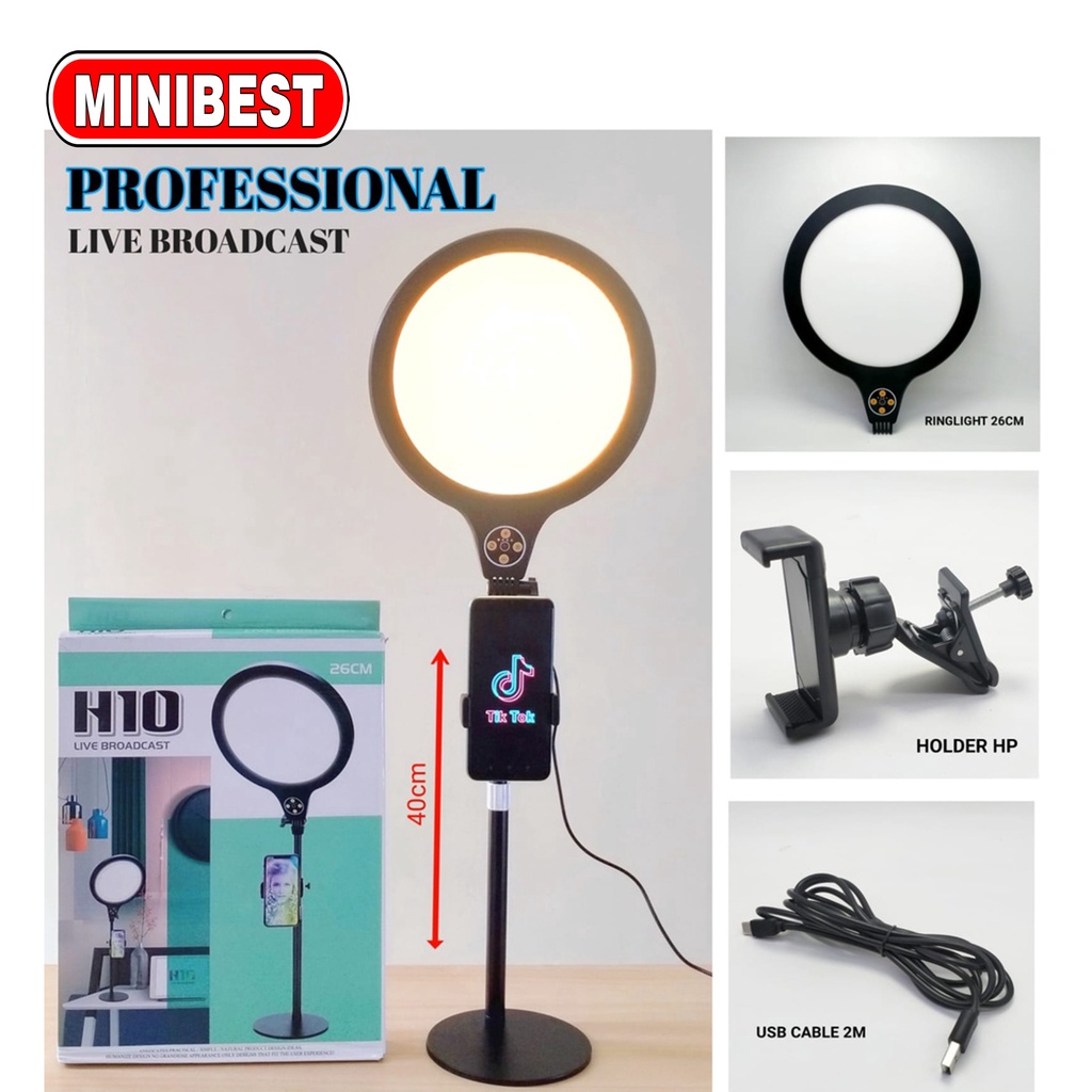 Ringlight Selfie Live Broadcast Professional Live Stream Desktop Beauty Fill Light 26CM H10