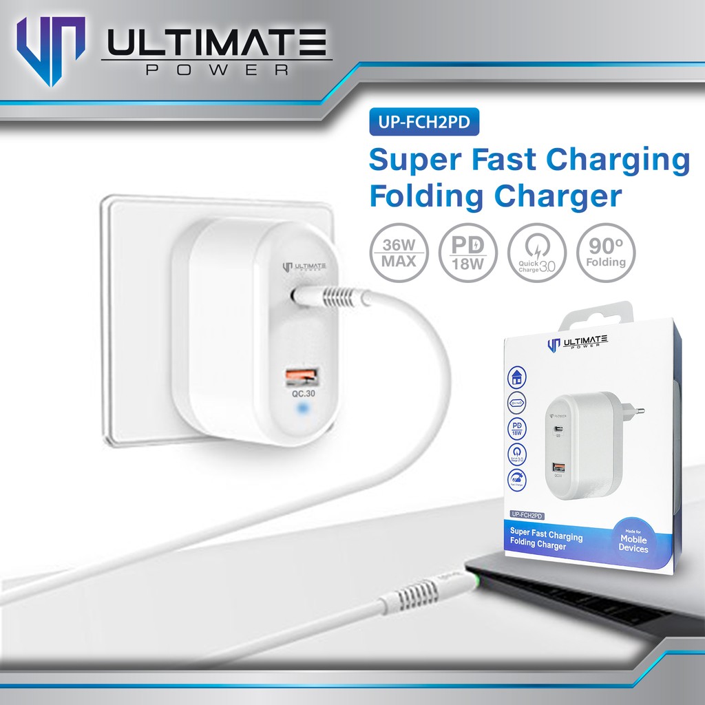Charging Super Fast Ultimate Power Folding Charger PD + QC 3.0 Original 100%